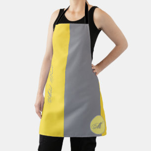 Delantal Personalizar Gris Amarillo Claro Y Suave