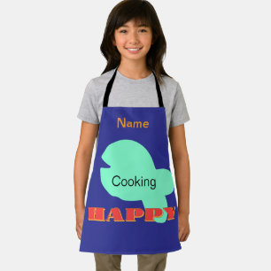Delantal Personalizar la cocina de niños felices azul