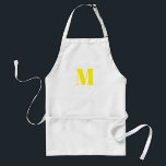 Delantal Personalizar monograma amarillo blanco inicial<br><div class="desc">Apron Adulto amarillo inicial Apron amarillo inicial monograma personalizar</div>