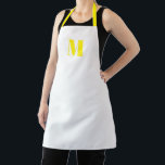 Delantal Personalizar monograma amarillo blanco inicial<br><div class="desc">Personalizar monograma inicial Apron Unisex amarillo blanco. Disponible en muchos tamaños. Ideal para cocineros,  chefs,  cerámica,  cerámica,  artesanía,  trabajo,  cocina,  cocina,  cocción,  cocción,  barbacoa,  parrillada,  comercios y tiendas,  etc</div>