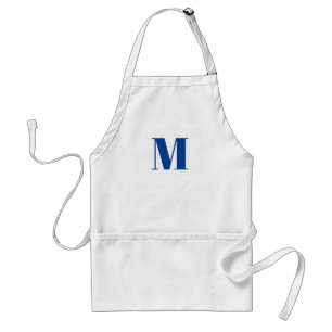Delantal Personalizar monograma blanco azul inicial