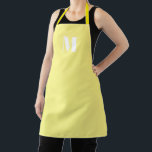 Delantal Personalizar monograma blanco pálido inicial<br><div class="desc">Personalizar monograma inicial amarillo pálido Apron Unisex. Disponible en muchos tamaños. Ideal para cocineros,  chefs,  cerámica,  cerámica,  artesanía,  trabajo,  cocina,  cocina,  cocción,  cocción,  barbacoa,  parrillada,  comercios y tiendas,  etc</div>