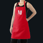 Delantal Personalizar monograma blanco rojo inicial<br><div class="desc">Personalizar monograma inicial blanco rojo Apron Unisex. Disponible en muchos tamaños. Ideal para cocineros,  chefs,  cerámica,  cerámica,  artesanía,  trabajo,  cocina,  cocina,  cocción,  cocción,  barbacoa,  parrillada,  comercios y tiendas,  etc</div>