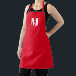Delantal Personalizar monograma blanco rojo inicial<br><div class="desc">Personalizar monograma inicial blanco rojo Apron Unisex. Disponible en muchos tamaños. Ideal para cocineros,  chefs,  cerámica,  cerámica,  artesanía,  trabajo,  cocina,  cocina,  cocción,  cocción,  barbacoa,  parrillada,  comercios y tiendas,  etc</div>