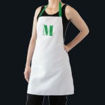 Delantal Personalizar monograma blanco verde inicial<br><div class="desc">Personalizar monograma inicial Apron Unisex verde. Disponible en muchos tamaños. Ideal para cocineros,  chefs,  cerámica,  cerámica,  artesanía,  trabajo,  cocina,  cocina,  cocción,  cocción,  barbacoa,  parrillada,  comercios y tiendas,  etc</div>