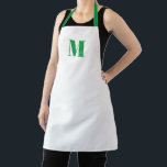Delantal Personalizar monograma blanco verde inicial<br><div class="desc">Personalizar monograma inicial Apron Unisex verde. Disponible en muchos tamaños. Ideal para cocineros,  chefs,  cerámica,  cerámica,  artesanía,  trabajo,  cocina,  cocina,  cocción,  cocción,  barbacoa,  parrillada,  comercios y tiendas,  etc</div>