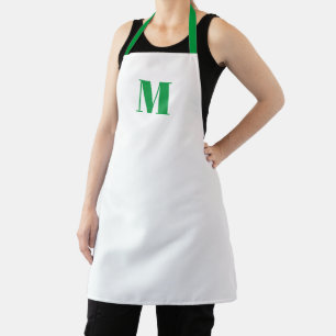 Delantal Personalizar monograma blanco verde inicial