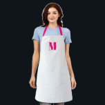 Delantal Personalizar monograma inicial fucsia rosa calient<br><div class="desc">Personalizar monograma inicial fucsia rosa caliente blanco Apron Unisex. Disponible en muchos tamaños. Ideal para cocineros,  chefs,  cerámica,  cerámica,  artesanía,  trabajo,  cocina,  cocina,  cocción,  cocción,  barbacoa,  parrillada,  comercios y tiendas,  etc</div>