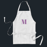 Delantal Personalizar monograma lavanda inicial lila blanca<br><div class="desc">Personalizar monograma lavanda inicial lilac blanco Apron adulto</div>