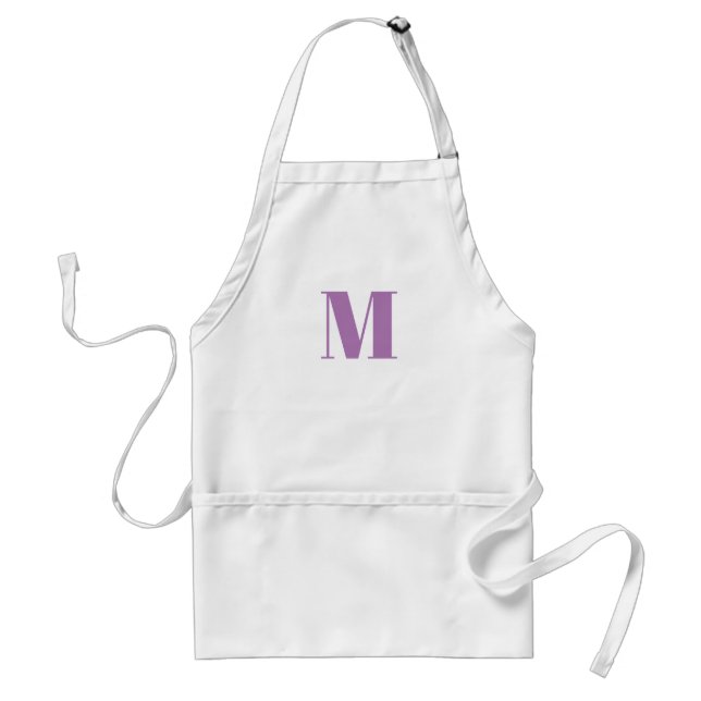Delantal Personalizar monograma lavanda inicial lila blanca (Frente)