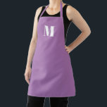 Delantal Personalizar monograma lavanda inicial lila blanca<br><div class="desc">Personalizar monograma lavanda inicial lila blanca Apron Unisex. Disponible en muchos tamaños. Ideal para cocineros,  chefs,  cerámica,  cerámica,  artesanía,  trabajo,  cocina,  cocina,  cocción,  cocción,  barbacoa,  parrillada,  comercios y tiendas,  etc</div>