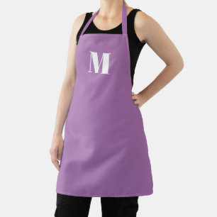 Delantal Personalizar monograma lavanda inicial lila blanca