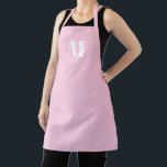 Delantal Personalizar monograma luz inicial rosa blanco<br><div class="desc">Personalizar monograma inicial Apron Unisex blanco rosa claro inicial. Disponible en muchos tamaños. Ideal para cocineros,  chefs,  cerámica,  cerámica,  artesanía,  trabajo,  cocina,  cocina,  cocción,  cocción,  barbacoa,  parrillada,  comercios y tiendas,  etc</div>