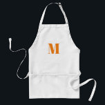Delantal Personalizar monograma naranja inicial blanco<br><div class="desc">Personalizar monograma naranja inicial blanco Apron adulto</div>