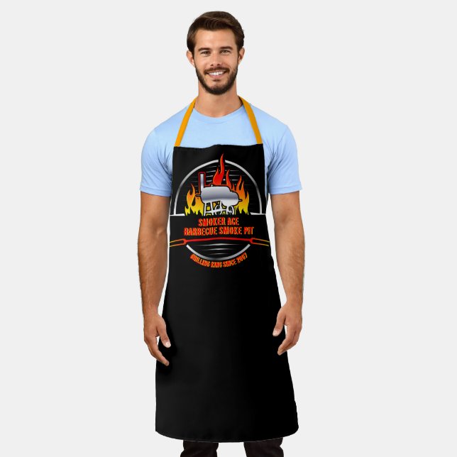 Delantal Personalizar Negocio de Barbacoa a la Parrilla con (Gastado)