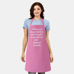 Delantal Personalizar Nombre texto minimalista blanco rosa 