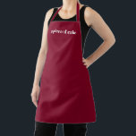 Delantal Personalizar Nombre texto minimalista burgundy ele<br><div class="desc">Personalizar Nombre texto minimalista elegante burgundy blanco Apron Personalizar,  personalizable con nombre,  cita,  frase o texto Excelente para cocineros,  chefs,  cerámica,  cerámica,  artesanía,  trabajo,  cocina,  horneado,  barbacoa,  parrilla y también negocios y tiendas,  etc</div>