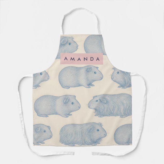 Delantal Personalized Aesthetically Cute Guinea Pigs Patter (Anverso)
