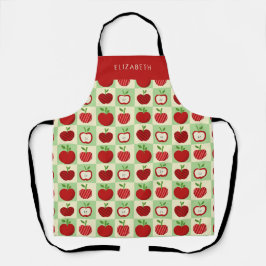 Delantal Personalized Apple Pattern Check Cozy Teacher