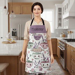 Delantal Personalized Apron Smiling Floral Baking Crew