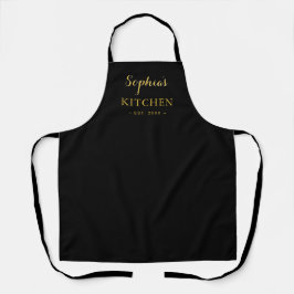 Delantal Personalized Black Apron Custom Text Cooking Gear