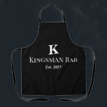 Delantal Personalized Black Apron with Name & Monogram – Ho<br><div class="desc">Serve drinks in personalized style with this custom apron. Perfect for bartenders,  hosts,  or home bar enthusiasts. Matches your custom bar mat set.</div>