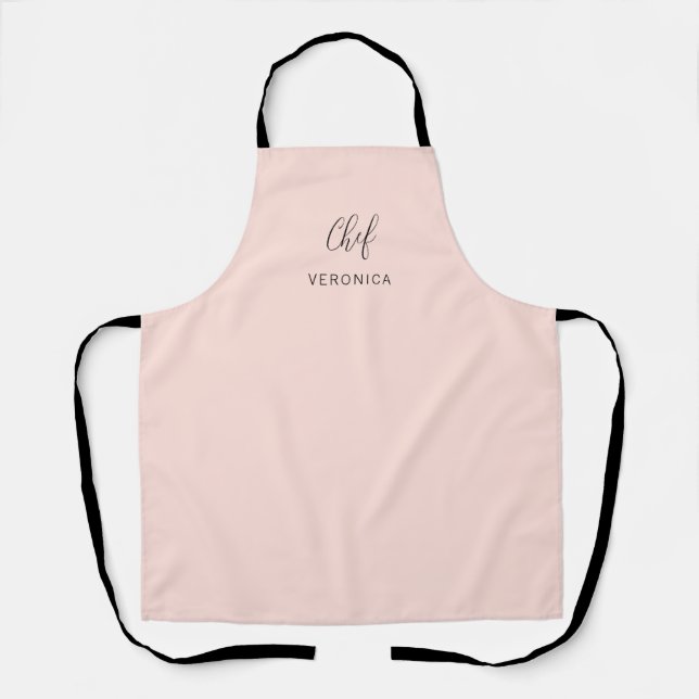 Delantal Personalized Chef Apron | Minimal Blush Pink Apron (Anverso)