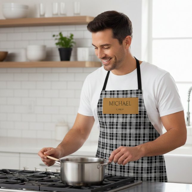 Delantal Personalized Chef Plaid Apron with Custom Name  (Subido por el creador)