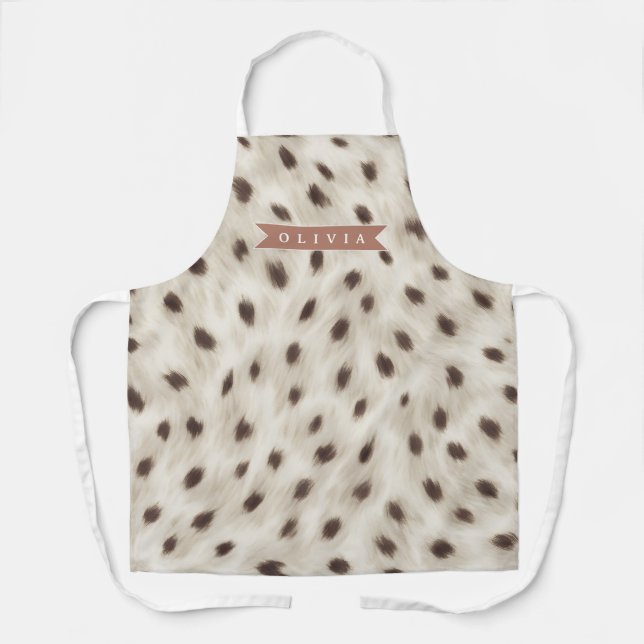 Delantal Personalized Chic Neutral Leopard Animal Print (Anverso)