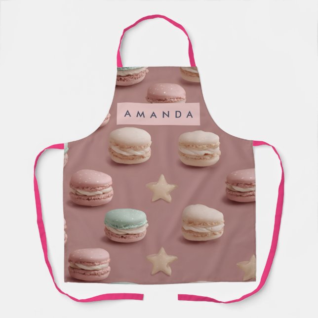 Delantal Personalized Chic Pastel Macaron Pattern Apron (Anverso)