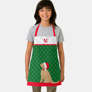 Delantal Personalized Christmas Golden Santa Dog Apron