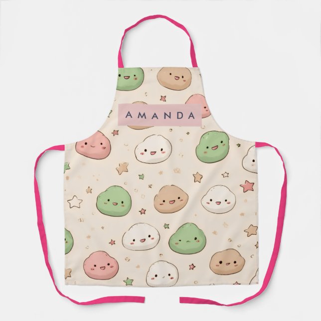 Delantal Personalized Cute Kawaii Mochi Pattern (Anverso)