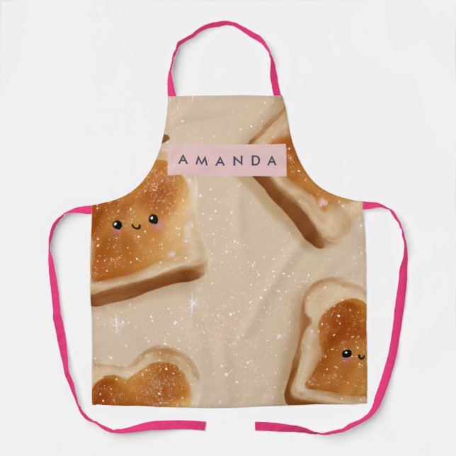 Delantal Personalized Cute Kawaii Toast Pattern (Anverso)