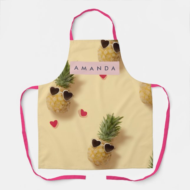 Delantal Personalized Cute Pineapple Pattern Apron (Anverso)
