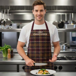 Delantal Personalized Dark Plaid Chef Apron