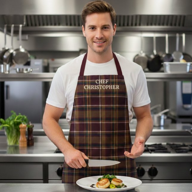Delantal Personalized Dark Plaid Chef Apron (Subido por el creador)
