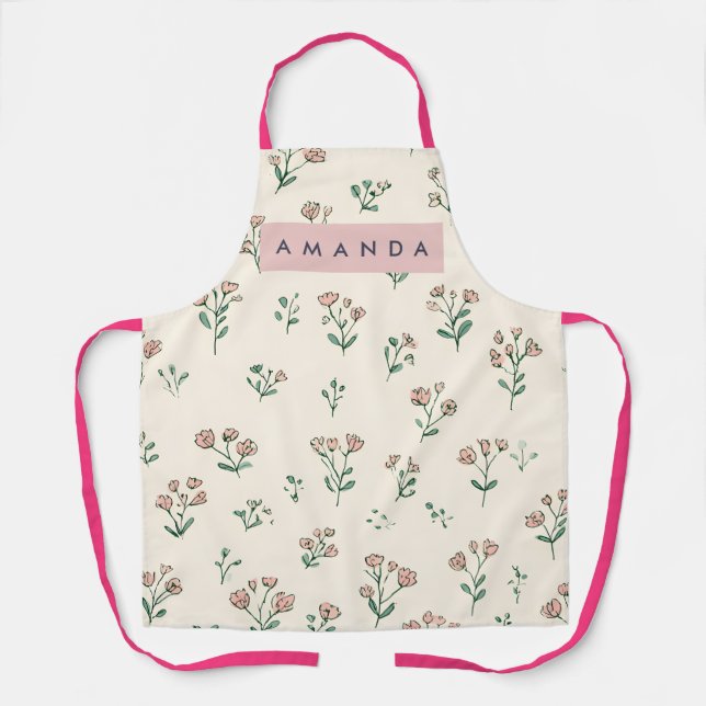 Delantal Personalized Delicate Hand-Drawn Wildflower (Anverso)