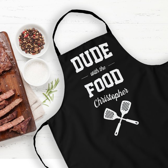 Delantal Personalized Dude with the Food Black Grilling (Subido por el creador)