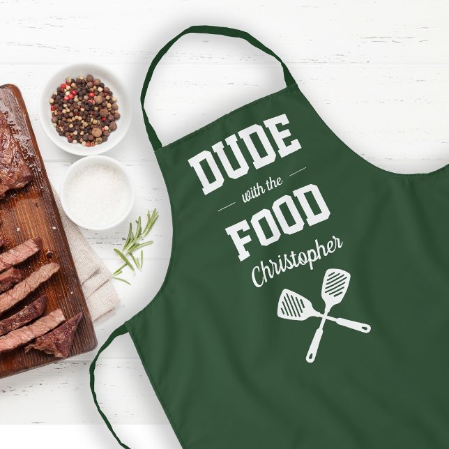 Delantal Personalized Dude with the Food Green Grilling (Subido por el creador)