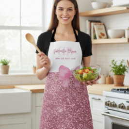 Delantal Personalized Glitter Pink Apron Mom The Best Chef