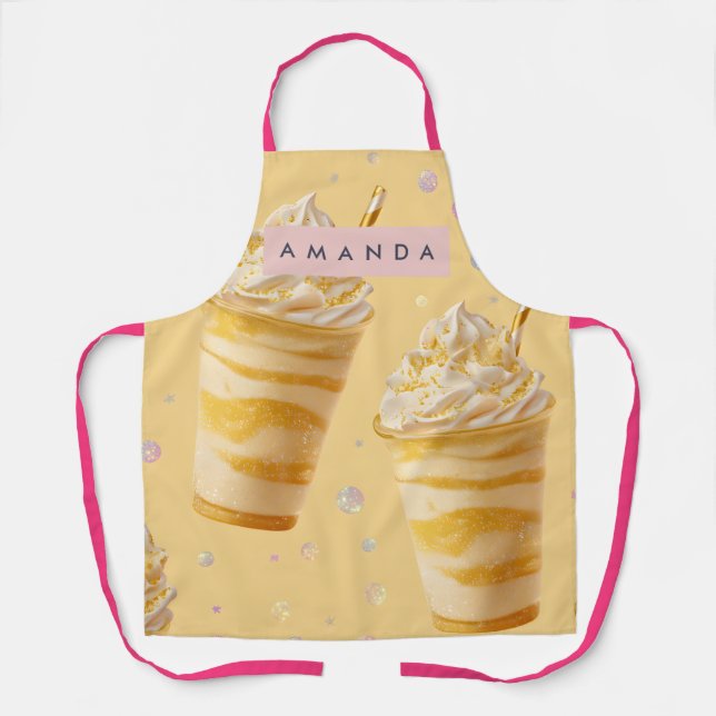 Delantal Personalized Golden Caramel Swirl Milkshake (Anverso)