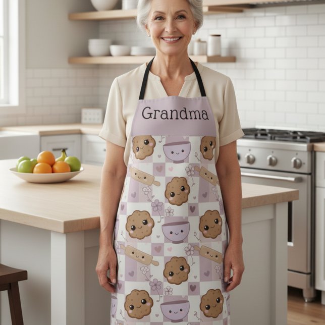 Delantal Personalized Grandma Apron Kawaii Cookie Gingham  (Subido por el creador)