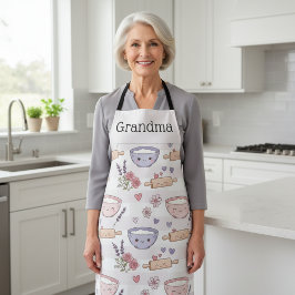 Delantal Personalized Grandma Kawaii Heart Baking Crew Gift
