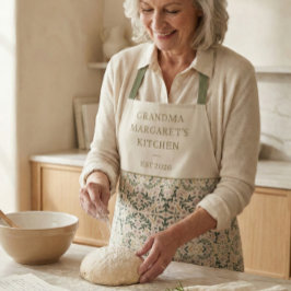 Delantal Personalized Grandma Kitchen Gift Botanical Green