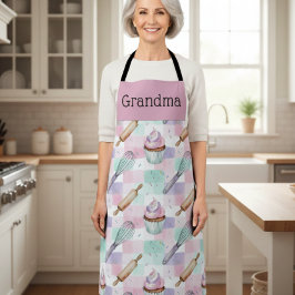 Delantal Personalized Grandma Nana Pastel Cupcake Crew