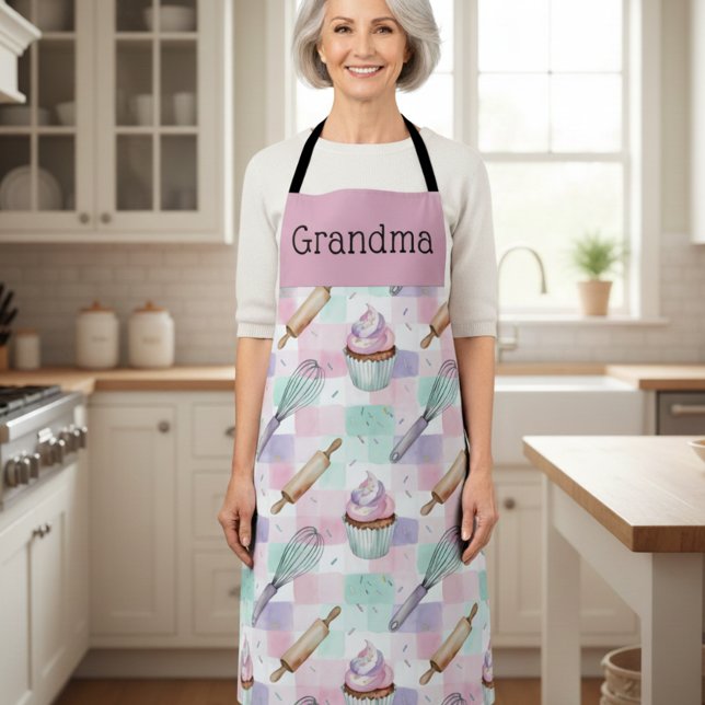 Delantal Personalized Grandma Nana Pastel Cupcake Crew (Subido por el creador)