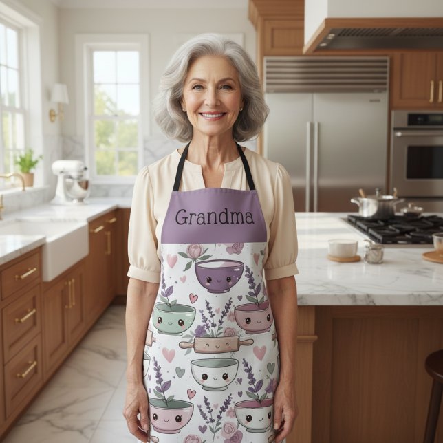 Delantal Personalized Grandma Nana Smiling Floral Baking  (Subido por el creador)