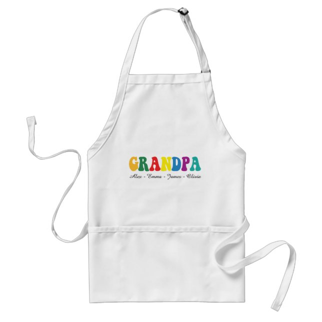 Delantal Personalized Grandpa Gift with Grandkids’ Names (Frente)