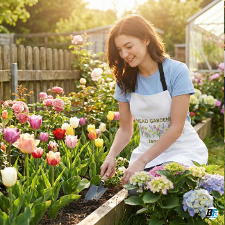 Delantal Personalized Head Gardener Watercolor Floral Custo