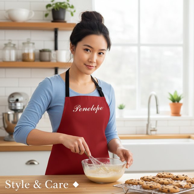 Delantal Personalized Holiday Cheer Deep Christmas Red (Personalized Holiday Cheer Deep Christmas Red Apron)